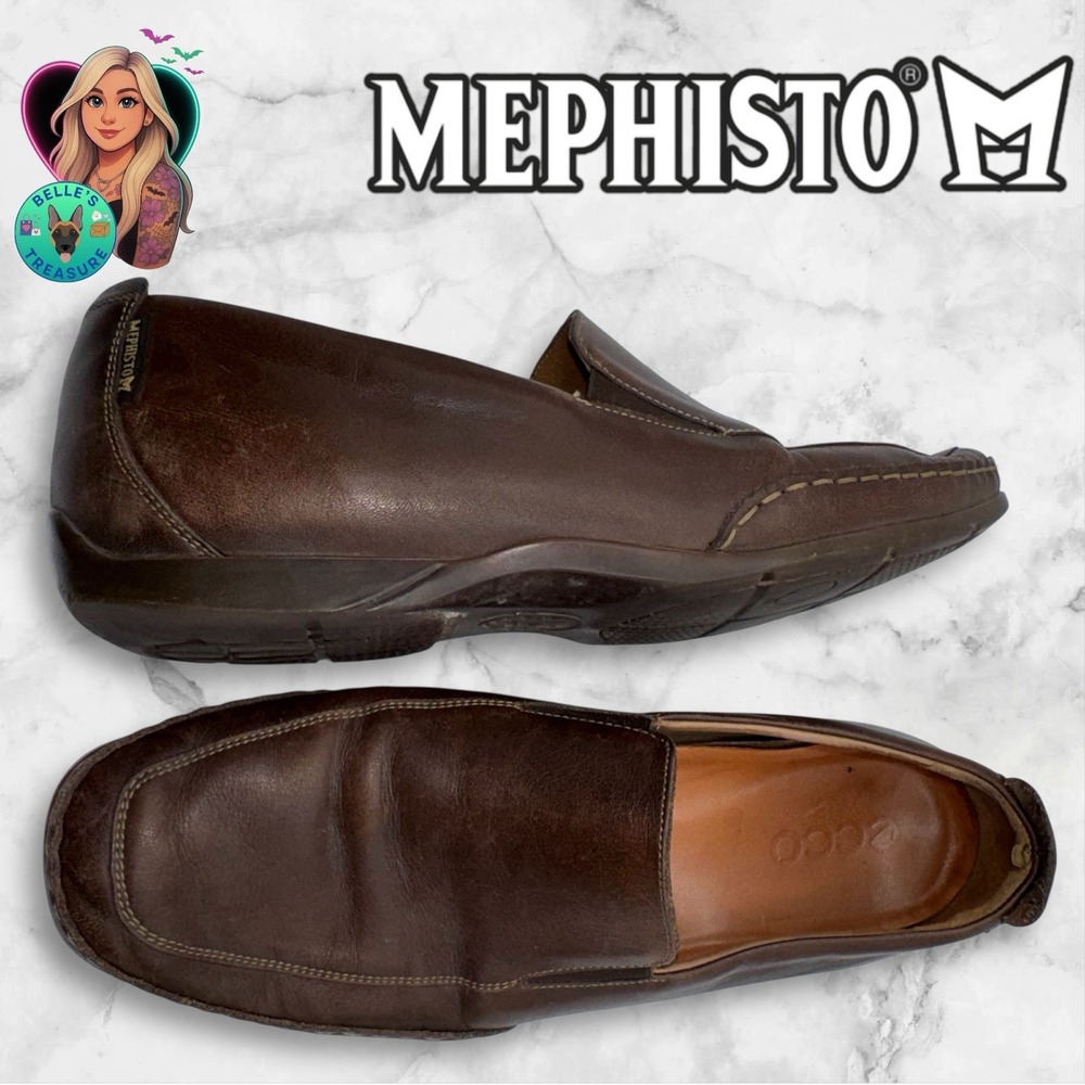 Mephisto Edlef Mens Loafers US 10.5 Dark Brown Leather Slip On‎ Casual Shoes